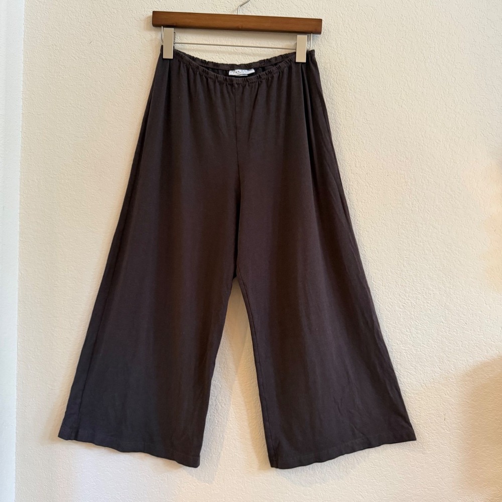 Bryn Walker Bamboo Organic Cotton Wide Leg Pants Brown Sz M Loungewear Lagenlook